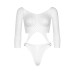 Leg Avenue Top Bodysuit with Thong White UK 6 to 12