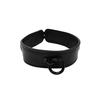 Plain Black Leather Collar