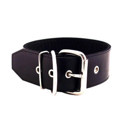 50mm Plain Black Leather Collar